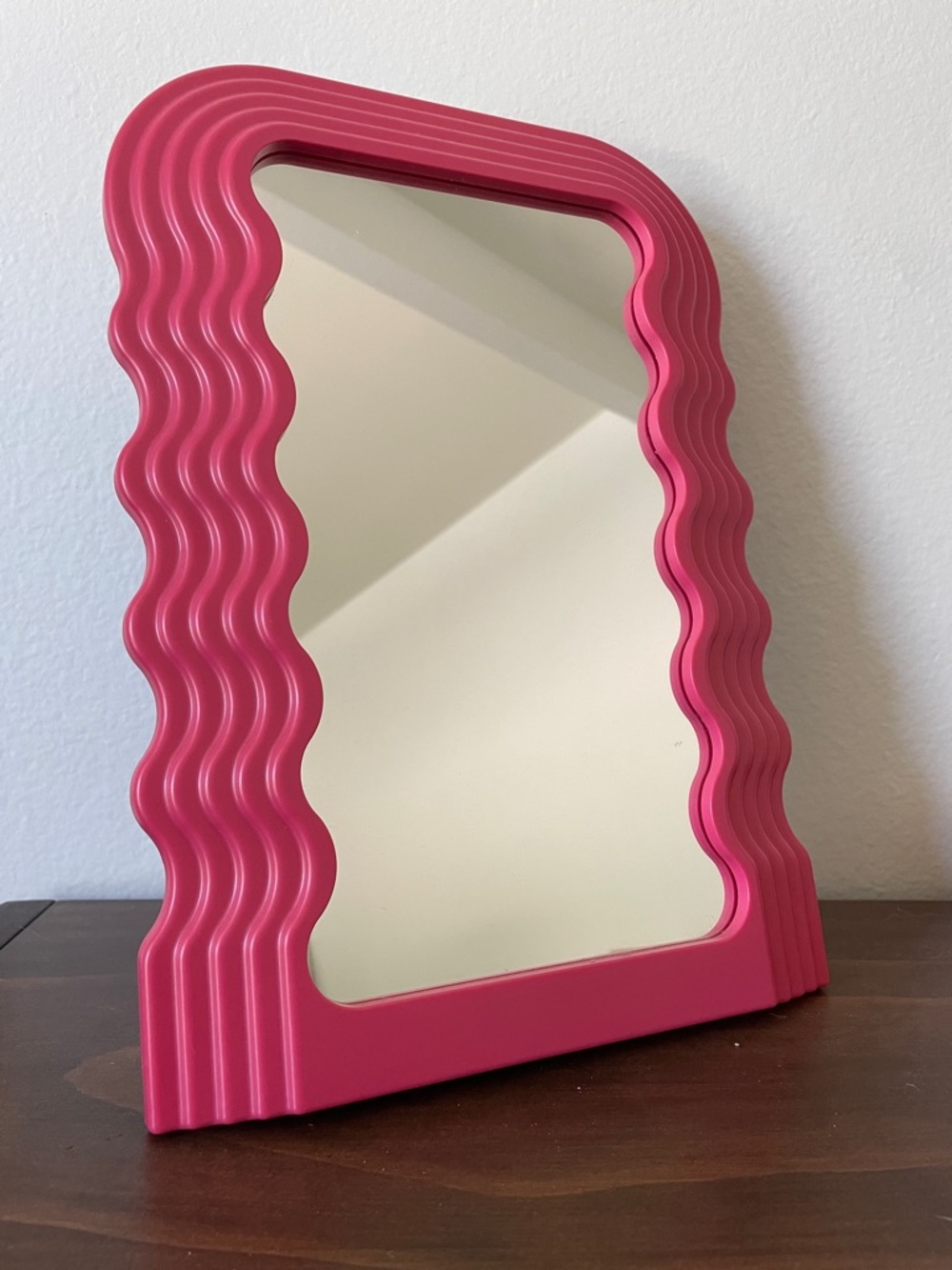 Wavy Pink Decorative Standing Mirror